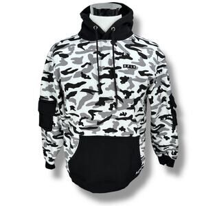 Sam & Colby XPLR Hoodie Men's Medium Black White Camo Long Sleeve Drawstring